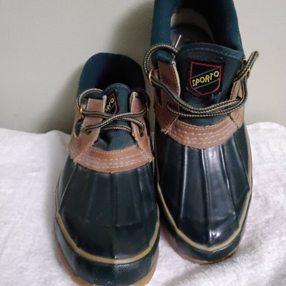 Women's size 8 Sporto Thermolite Green/Brown Duck Shoes Rain Boots - Picture 1 of 7